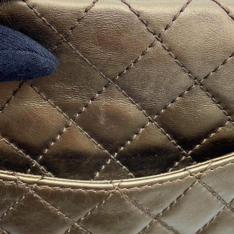 Pre Owned Chanel 2.55 Chain shoulder Bag Bronze Leather
