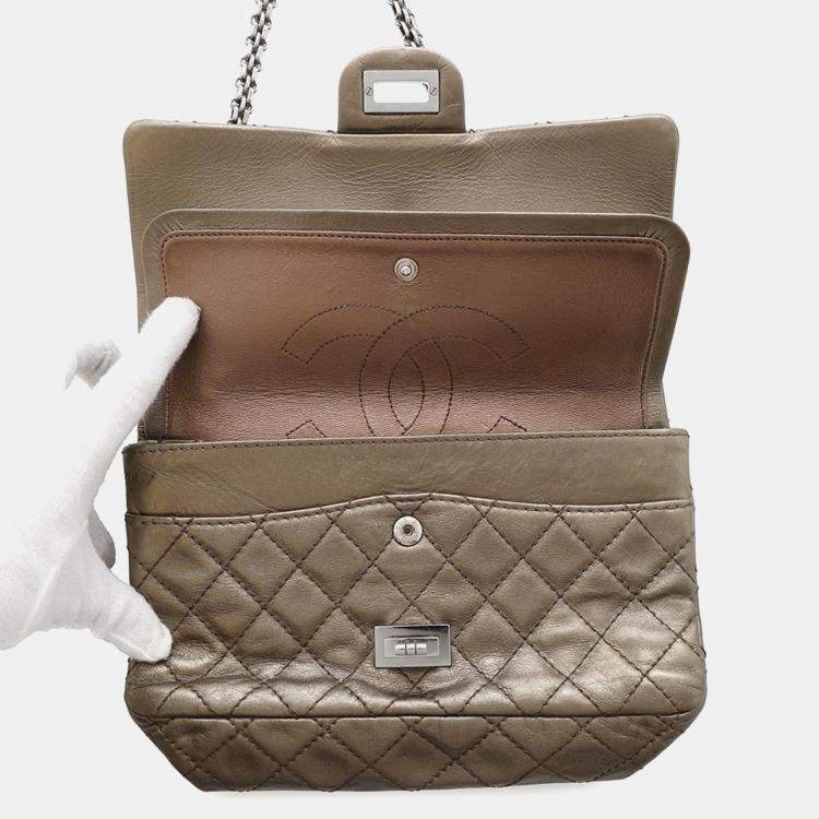 Pre Owned Chanel 2.55 Chain shoulder Bag Bronze Leather