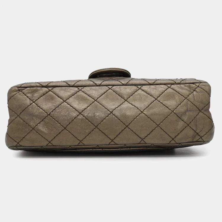 Pre Owned Chanel 2.55 Chain shoulder Bag Bronze Leather