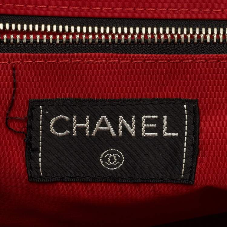 Pre Owned Chanel Black Quilted Print Nylon Travel Ligne Tote