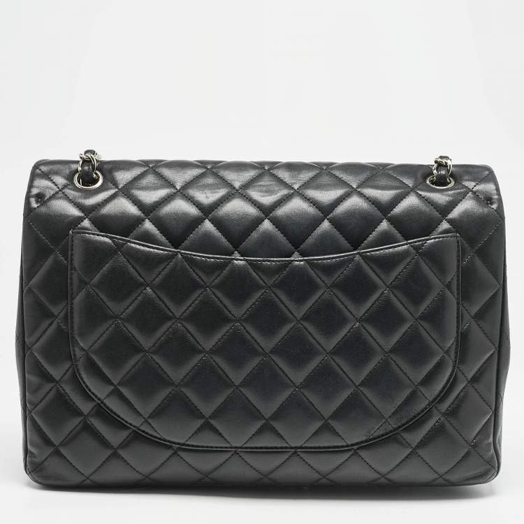 Pre Owned Chanel Black Quilted Leather Maxi Classic Single Flap Bag