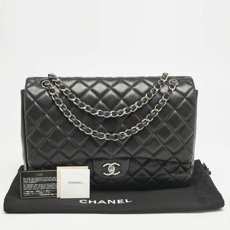 Pre Owned Chanel Black Quilted Leather Maxi Classic Single Flap Bag