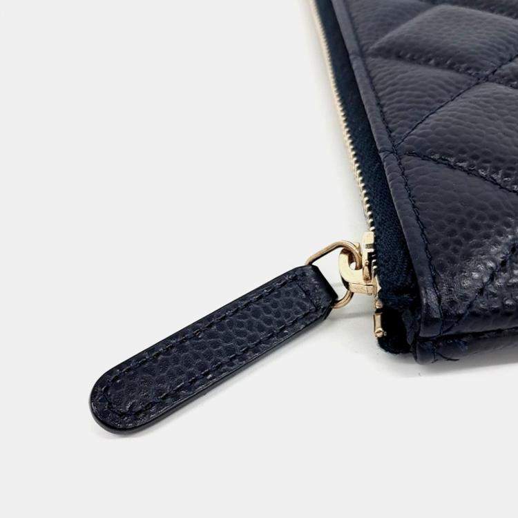Pre Owned Chanel Black Leather Caviar Clutch Large