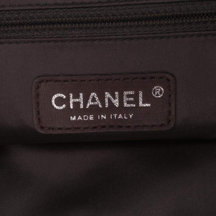 Pre Owned Chanel Gold Perforated Crackled Metallic Calfskin Drill Tote