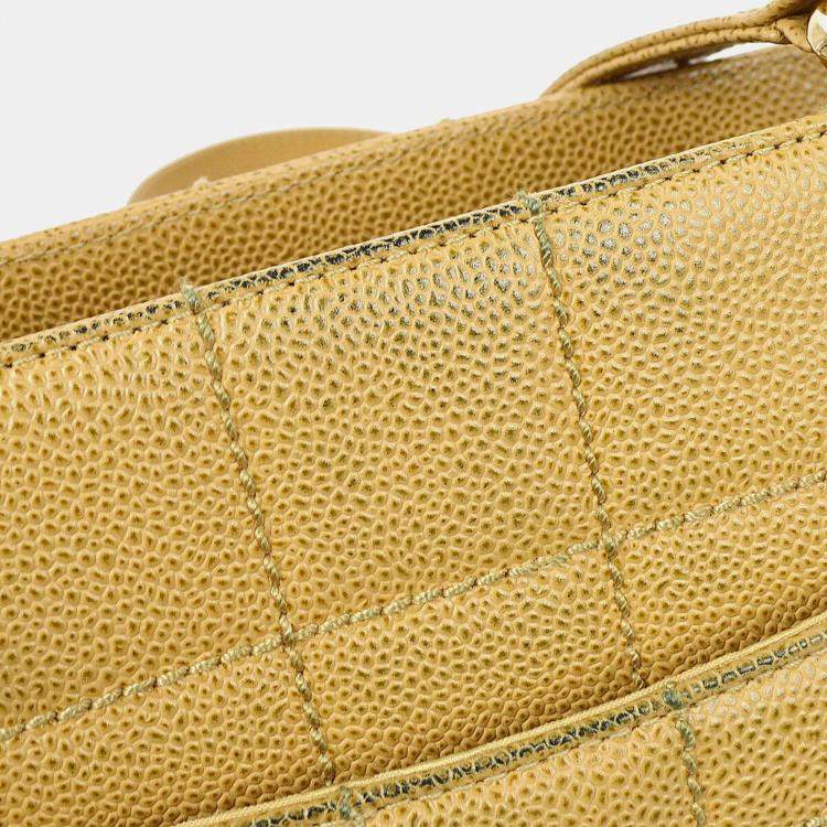 Pre Owned Chanel Beige Calfskin Wild Stitch Choco Bar Chain Tote Bag
