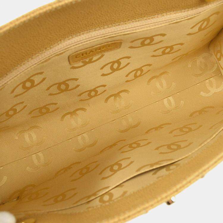 Pre Owned Chanel Beige Calfskin Wild Stitch Choco Bar Chain Tote Bag