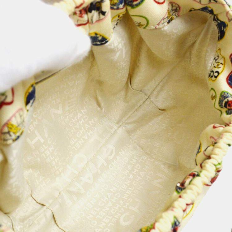 Pre Owned Chanel White Canvas Valentine Chain Handbag