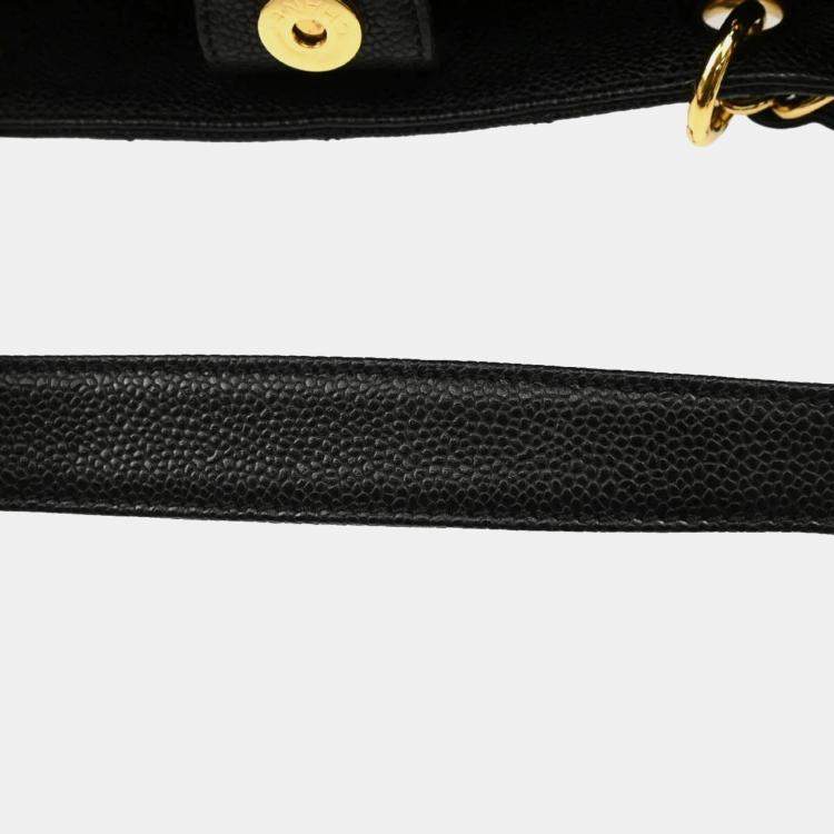 Pre Owned Chanel Black Calfskin Petite Shopping Tote PST Chain Handbag