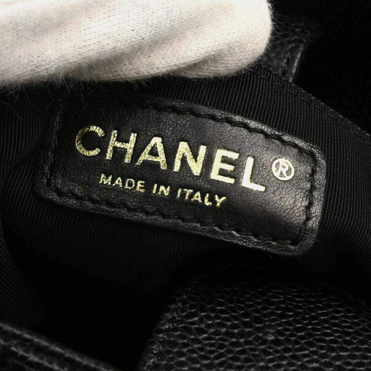 Pre Owned Chanel Black Calfskin Petite Shopping Tote PST Chain Handbag