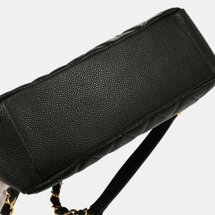 Pre Owned Chanel Black Calfskin Petite Shopping Tote PST Chain Handbag