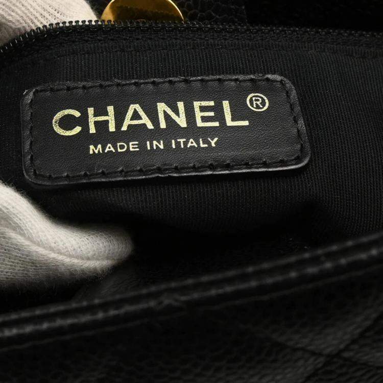 Pre Owned Chanel Black Calfskin Petite Shopping Tote Tote Bag