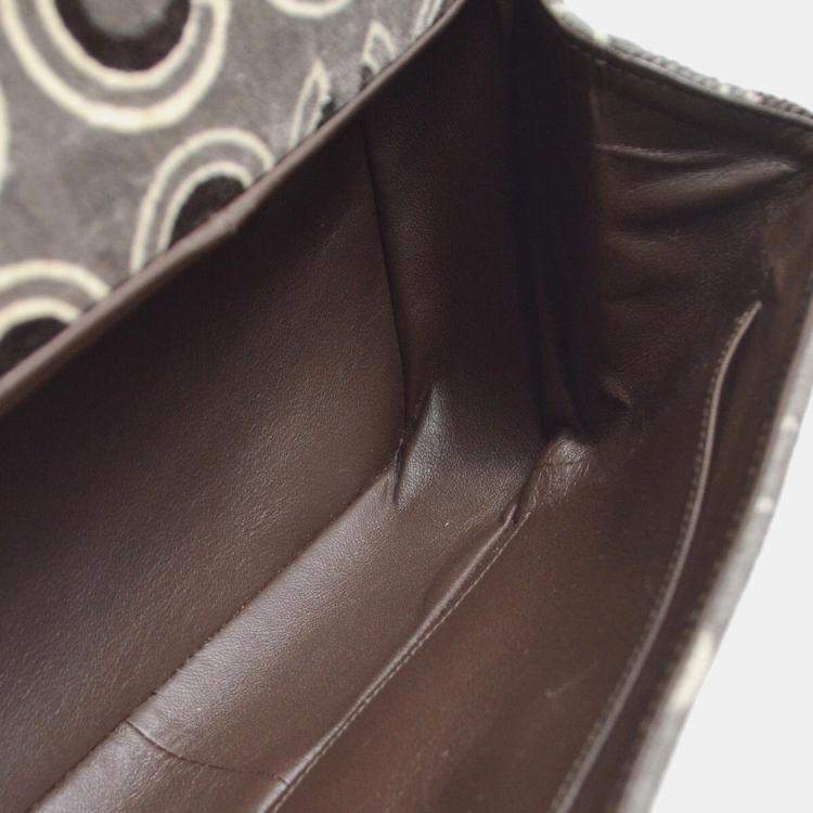 Pre Owned Chanel Grey Velvet Coco Top Handle Bag