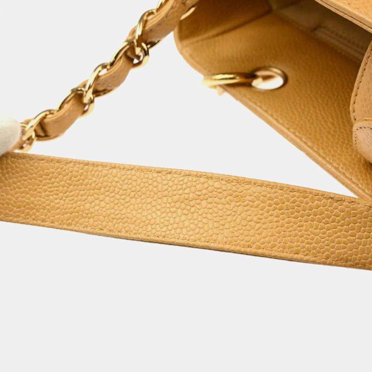 Pre Owned Chanel Beige Leather Petite Shopping Tote Bag