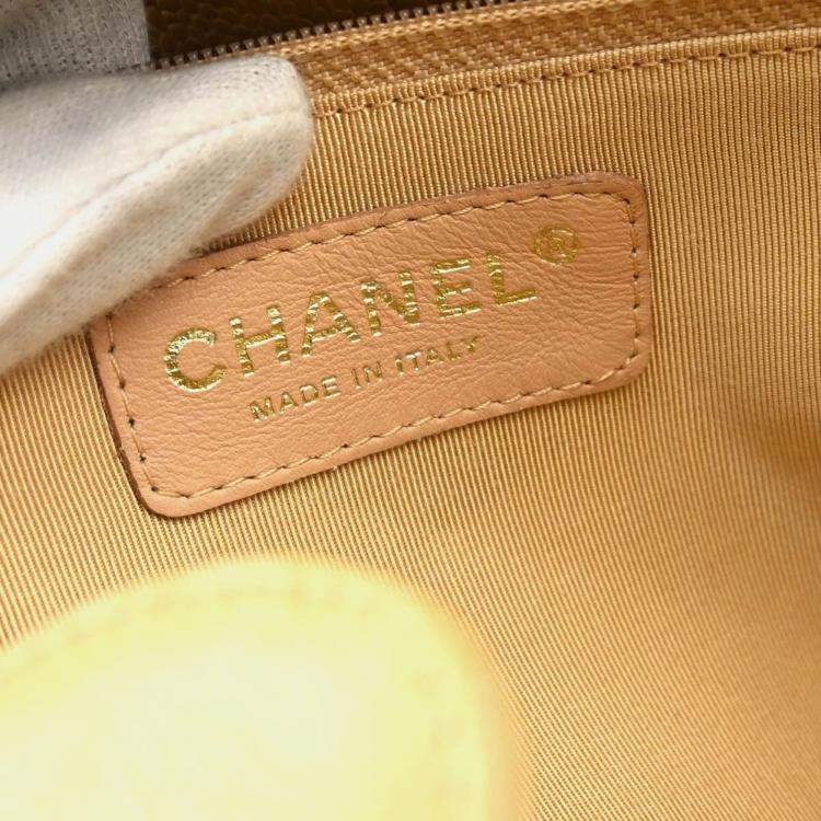 Pre Owned Chanel Beige Leather Petite Shopping Tote Bag