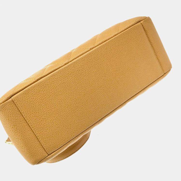Pre Owned Chanel Beige Leather Petite Shopping Tote Bag