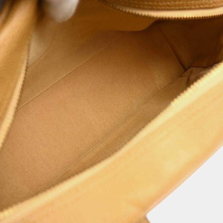 Pre Owned Chanel Beige Leather Bowling Bag