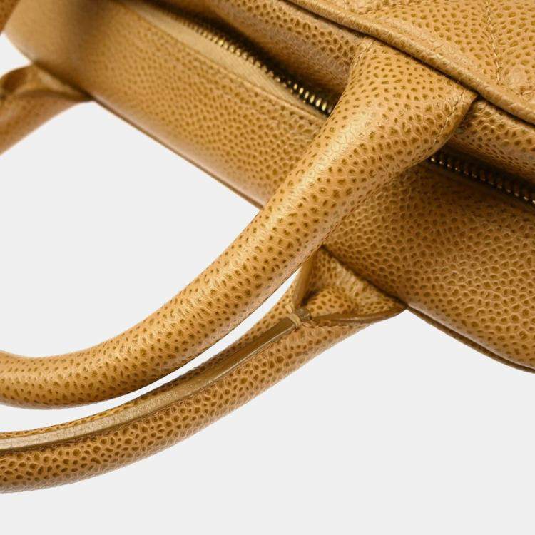 Pre Owned Chanel Beige Leather Bowling Bag