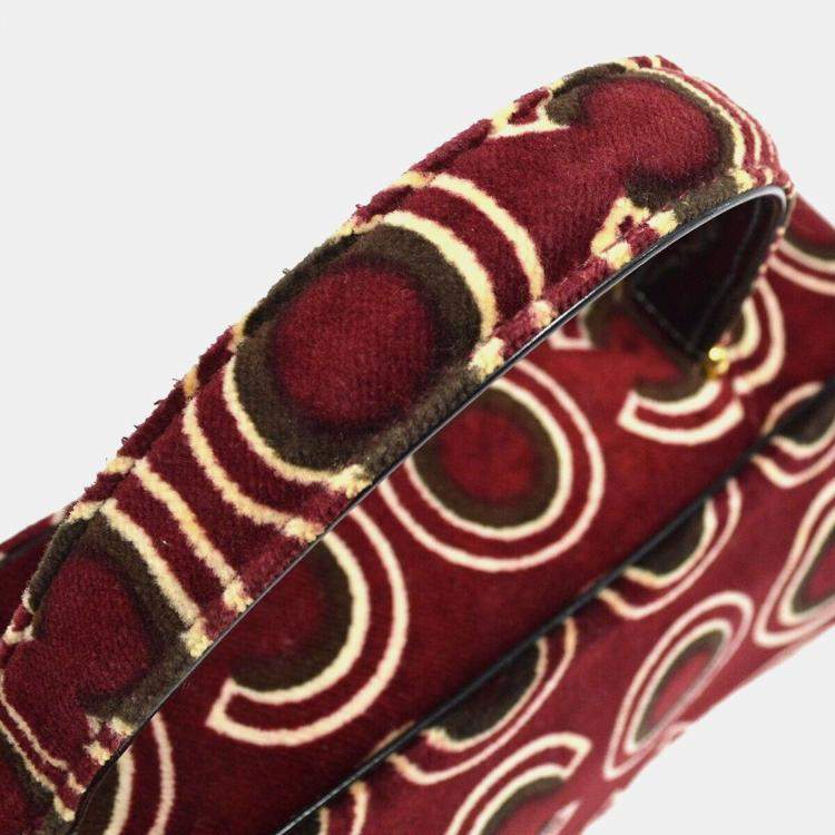 Pre Owned Chanel Bordeaux Velvet Coco Top Handle Bag