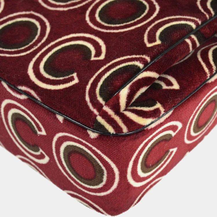 Pre Owned Chanel Bordeaux Velvet Coco Top Handle Bag