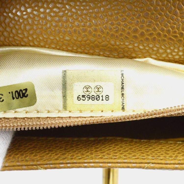 Pre Owned Chanel Beige Caviar Leather Chain Flap Bag