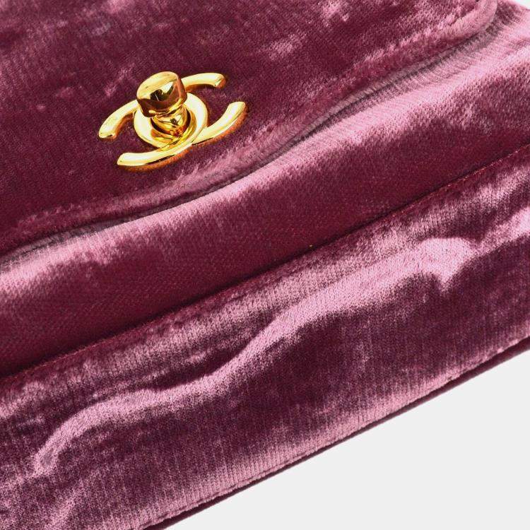 Pre Owned Chanel Pink Velvet Evening Bag
