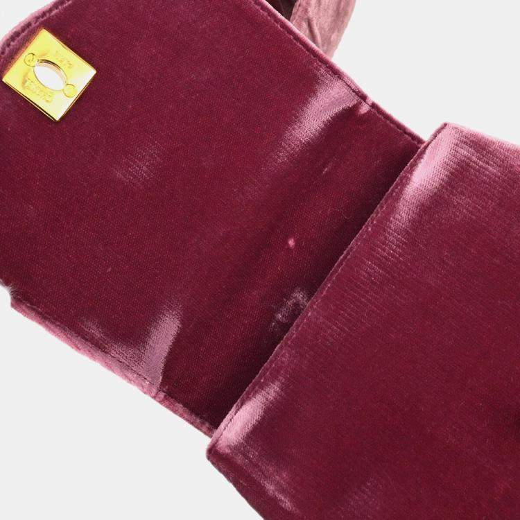 Pre Owned Chanel Pink Velvet Evening Bag