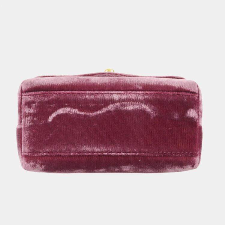 Pre Owned Chanel Pink Velvet Evening Bag
