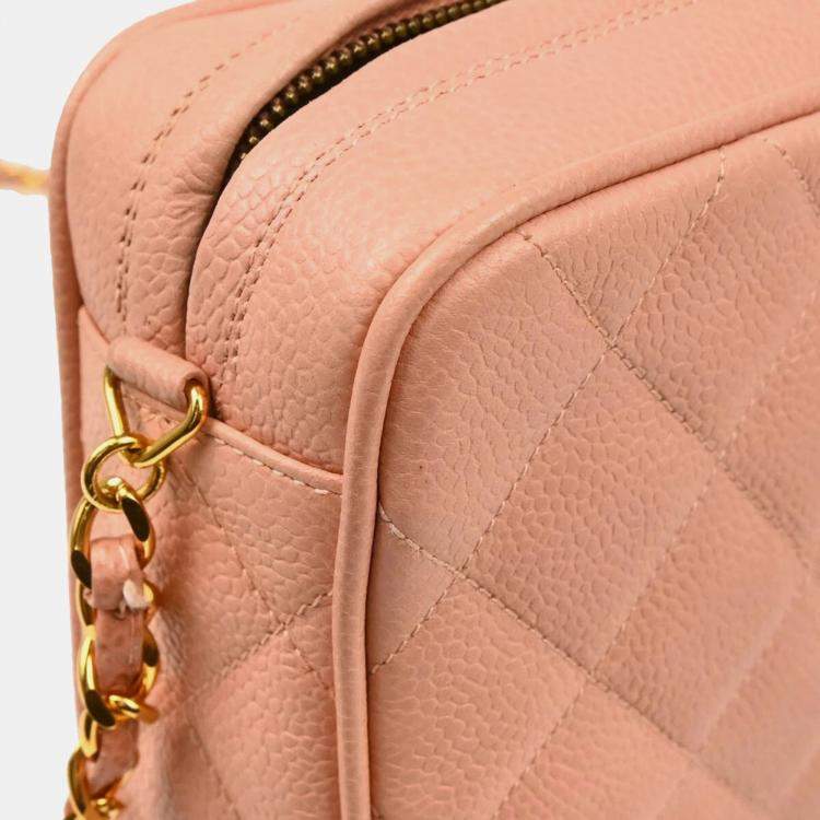 Pre Owned Chanel Pink Caviar Leather Camera Bag