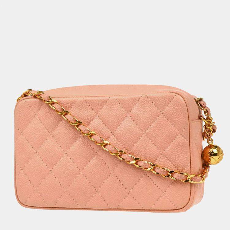 Pre Owned Chanel Pink Caviar Leather Camera Bag