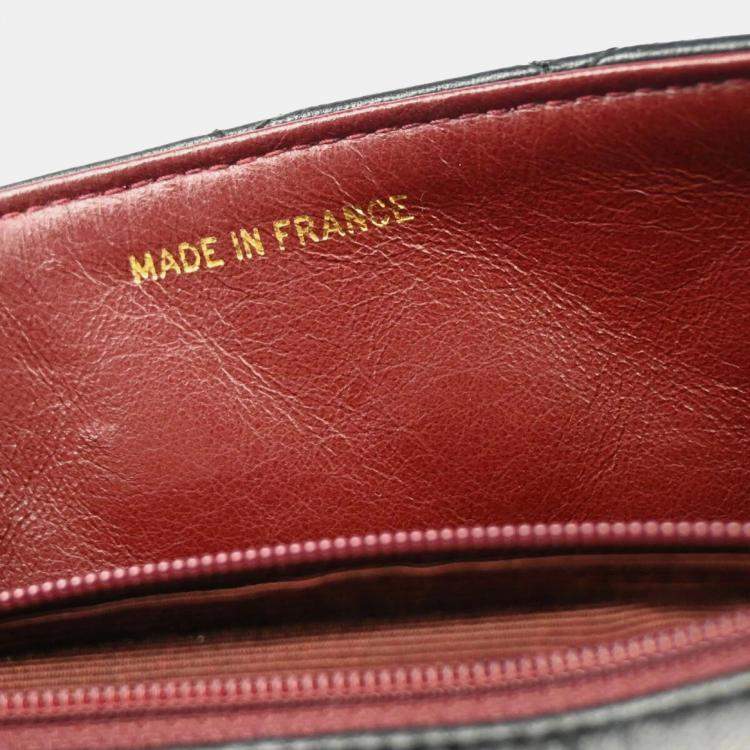 Pre Owned Chanel Black Lambskin Classic Square Flap Shoulder Bag