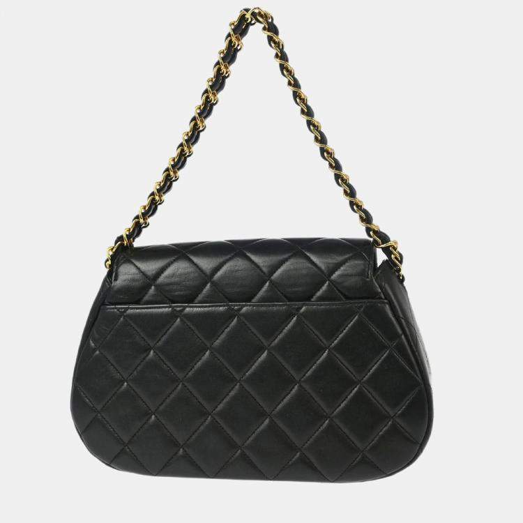 Pre Owned Chanel Black Lambskin Handbag