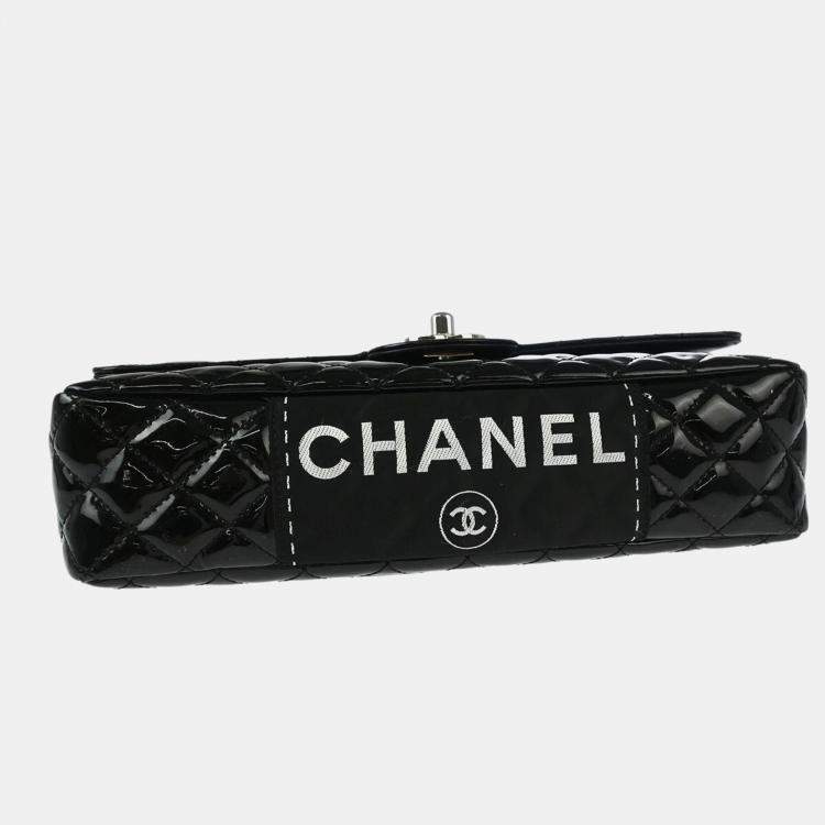 Pre Owned Chanel Black Patent Leather Single Flap Shoulder Bag