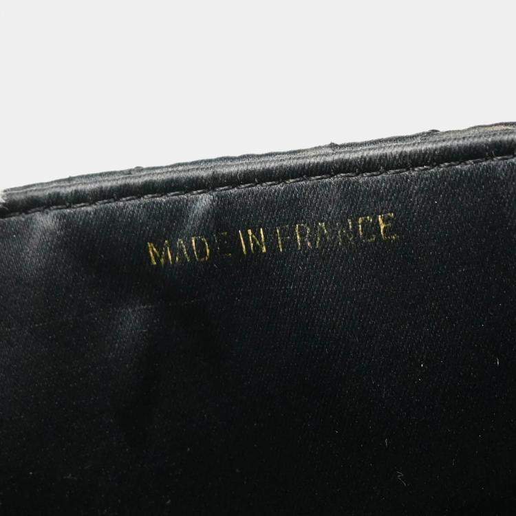 Pre Owned Chanel Black Satin Mini Classic Square Flap Shoulder Bag 