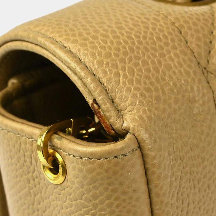 Pre Owned Chanel Beige Calfskin Small Diana Shoulder Bag