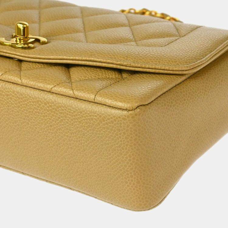 Pre Owned Chanel Beige Calfskin Small Diana Shoulder Bag