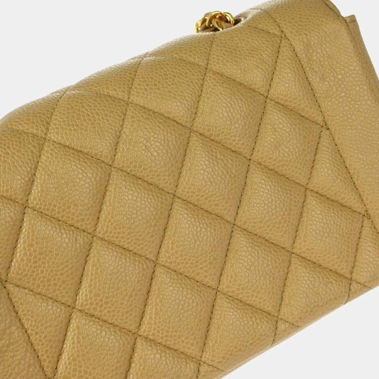 Pre Owned Chanel Beige Calfskin Small Diana Shoulder Bag