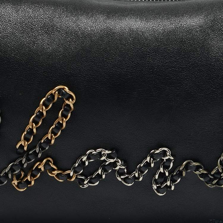 Pre Owned Chanel Black Leather Chain Signature Bag