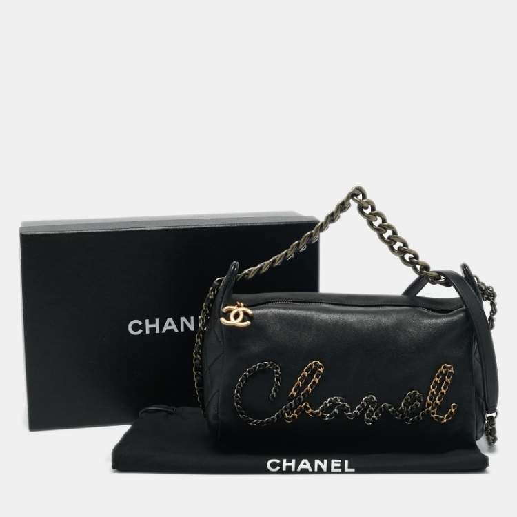 Pre Owned Chanel Black Leather Chain Signature Bag