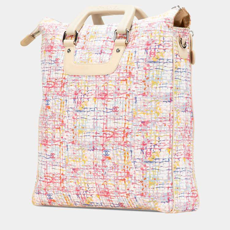 Pre Owned Chanel Multicolor Printed Canvas Clover Watercolor Tote