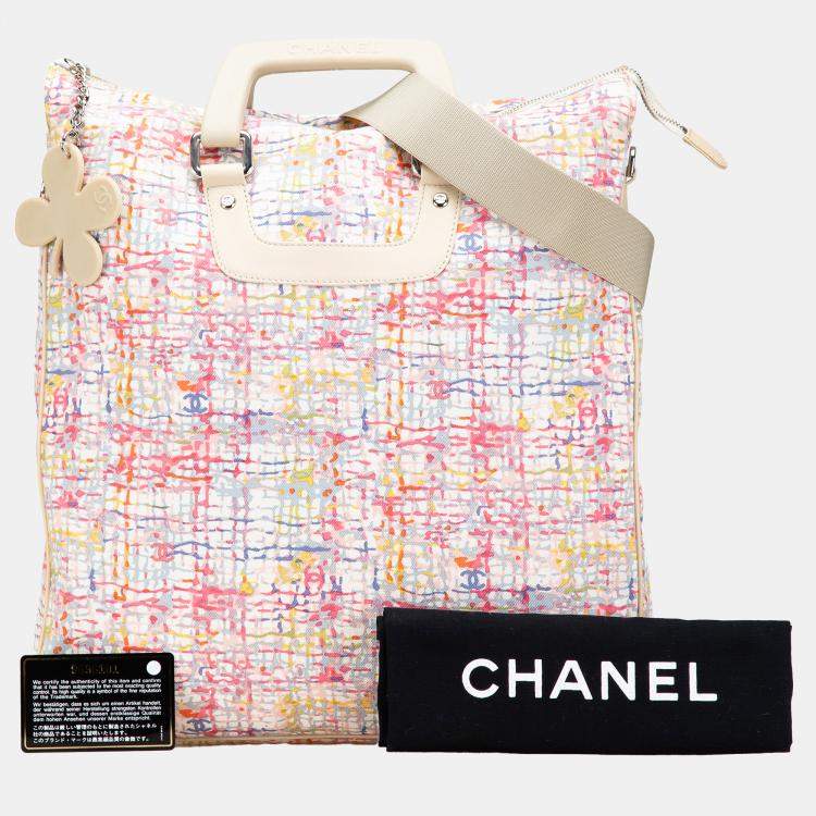 Pre Owned Chanel Multicolor Printed Canvas Clover Watercolor Tote