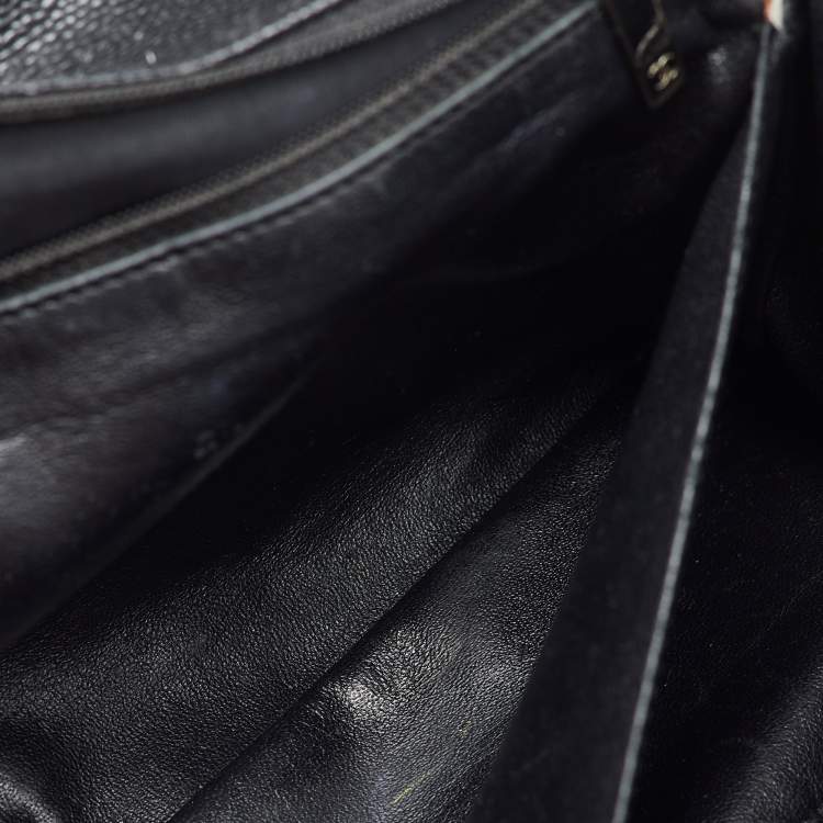 Pre Owned Chanel Black Quilted Caviar Leather Jumbo Classic Single Flap Bag