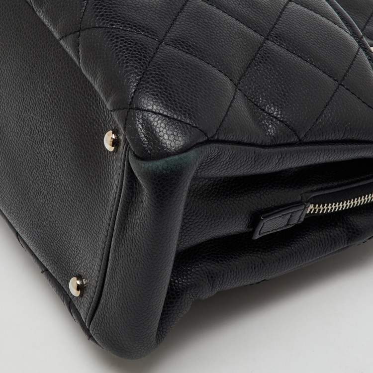 Pre Owned Chanel Black Quilted Caviar Soft Leather Medium Timeless Shopping Tote