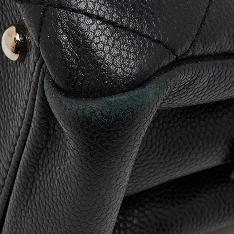 Pre Owned Chanel Black Quilted Caviar Soft Leather Medium Timeless Shopping Tote