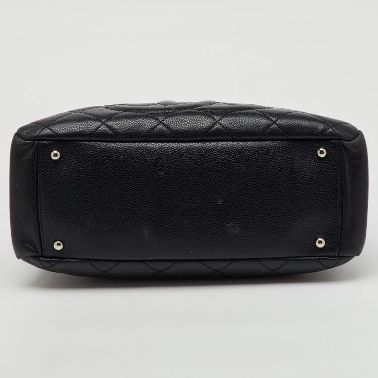 Pre Owned Chanel Black Quilted Caviar Soft Leather Medium Timeless Shopping Tote