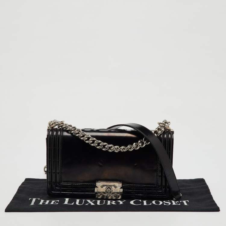 Pre Owned Chanel Black Leather Old Medium Reverso Boy Flap Bag