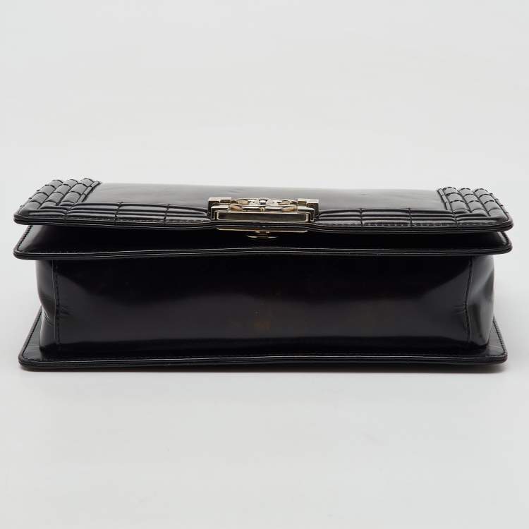 Pre Owned Chanel Black Leather Old Medium Reverso Boy Flap Bag