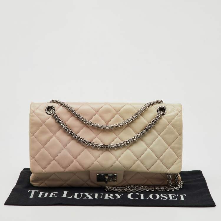 Pre Owned Chanel White/Pink Ombre Quilted Leather 2.55 Classic Reissue 277 Flap Bag