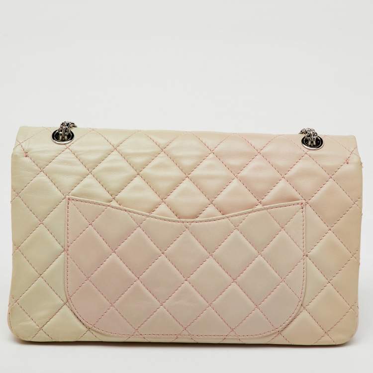 Pre Owned Chanel White/Pink Ombre Quilted Leather 2.55 Classic Reissue 277 Flap Bag