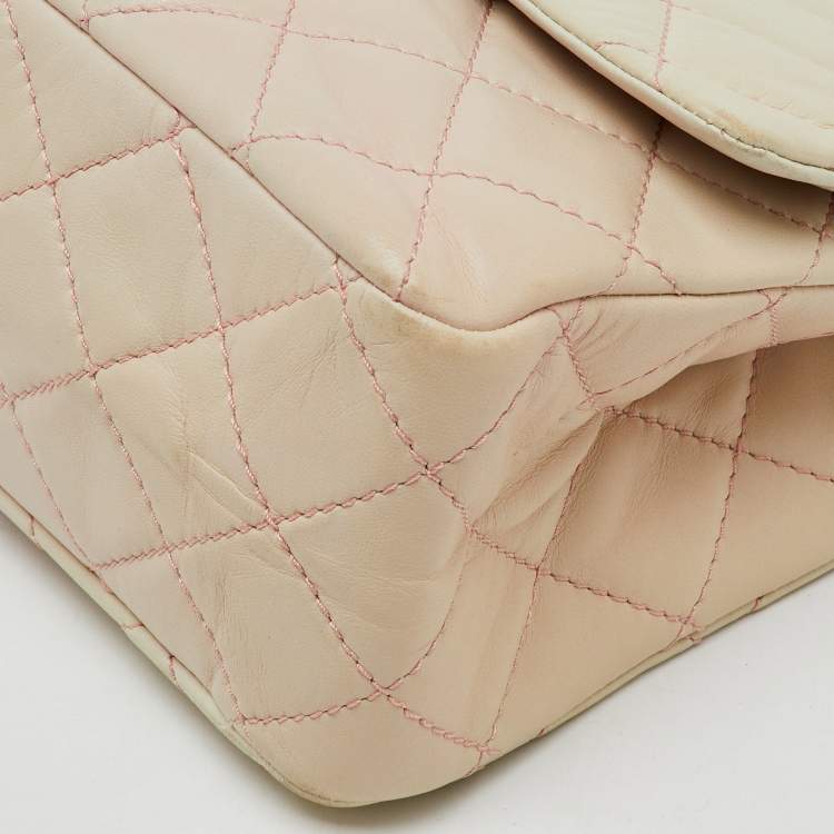 Pre Owned Chanel White/Pink Ombre Quilted Leather 2.55 Classic Reissue 277 Flap Bag
