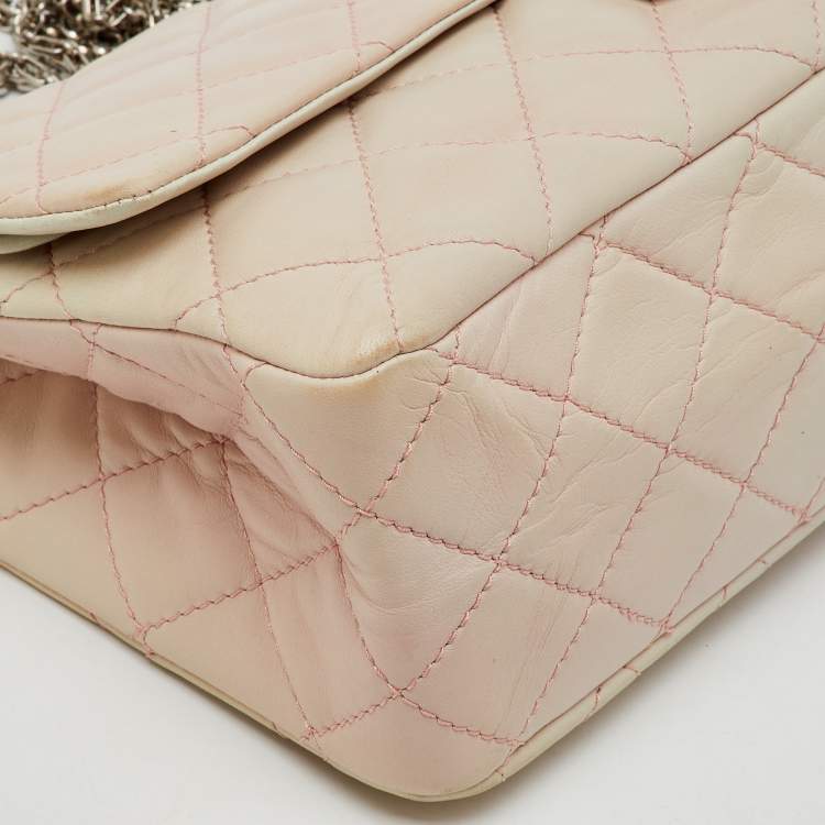 Pre Owned Chanel White/Pink Ombre Quilted Leather 2.55 Classic Reissue 277 Flap Bag